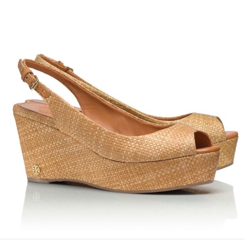 Tory Burch Rosalind Woven Raffia Wedge Sandal 7.5